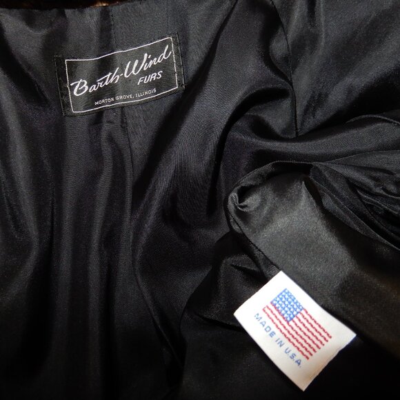 VTG.Barth Wind Genuine Dark Brown Shiny Mink Fur Coat Full Length L/XL - Picture 12 of 12